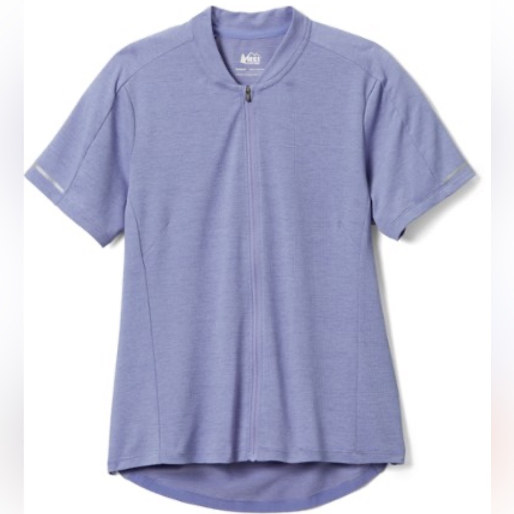 REI Junction Women's Cycling Jersey Purple Full-Zip Moisture-Wicking Pockets
